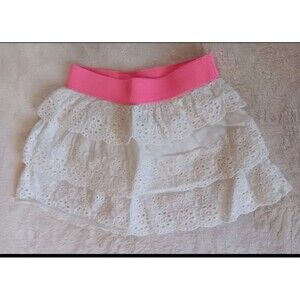 Skirt 0 To 3 months Osh Gosh Girls Eyelet Lace Ruffle White With Pink baby